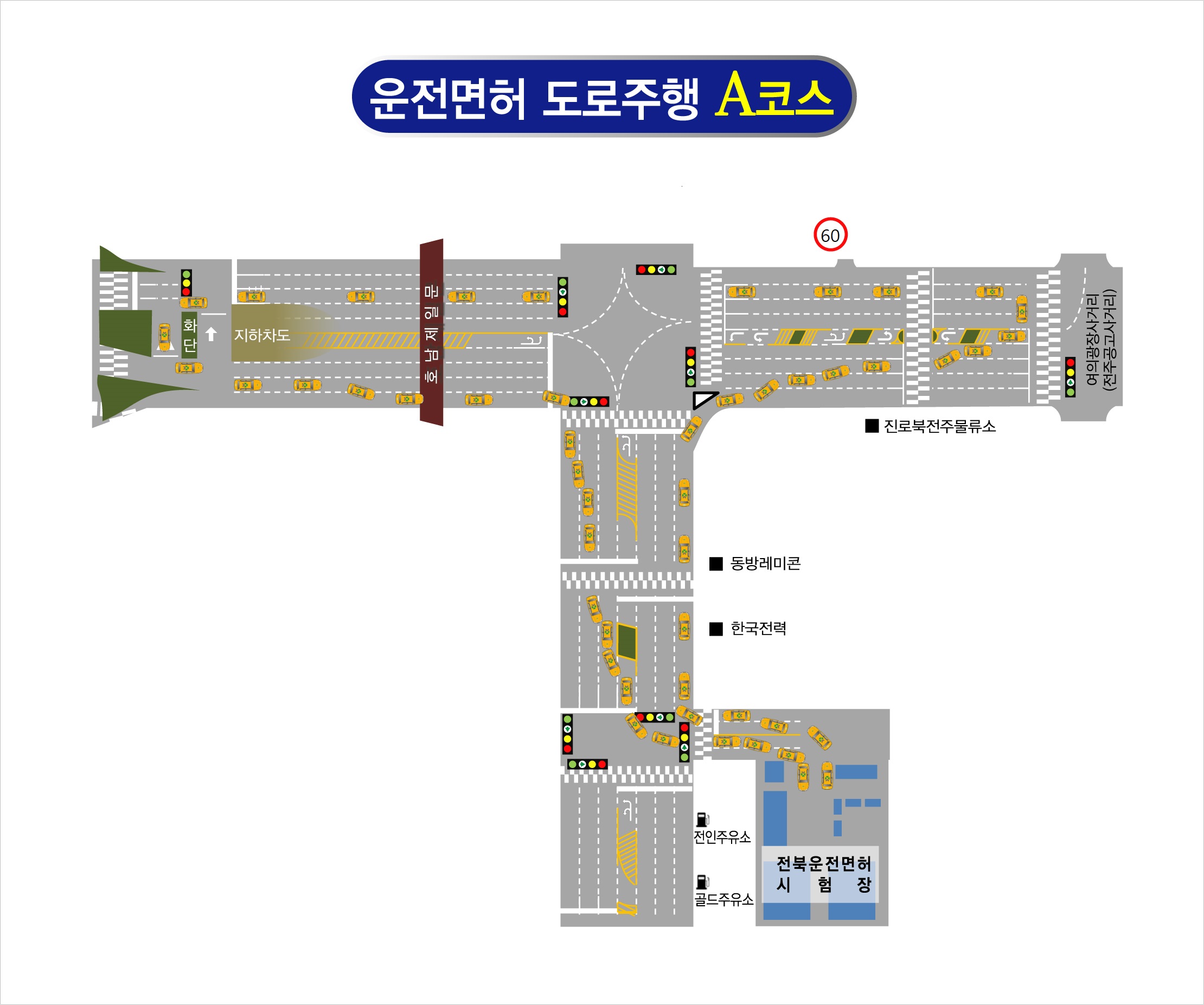 전북운전면허시험장 도로주행 시험 A코스 분석하기 - 2. 코스 약도