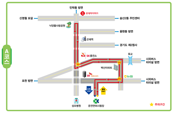 의정부운전면허시험장 도로주행 시험 A코스 분석하기 - 2. 코스 약도