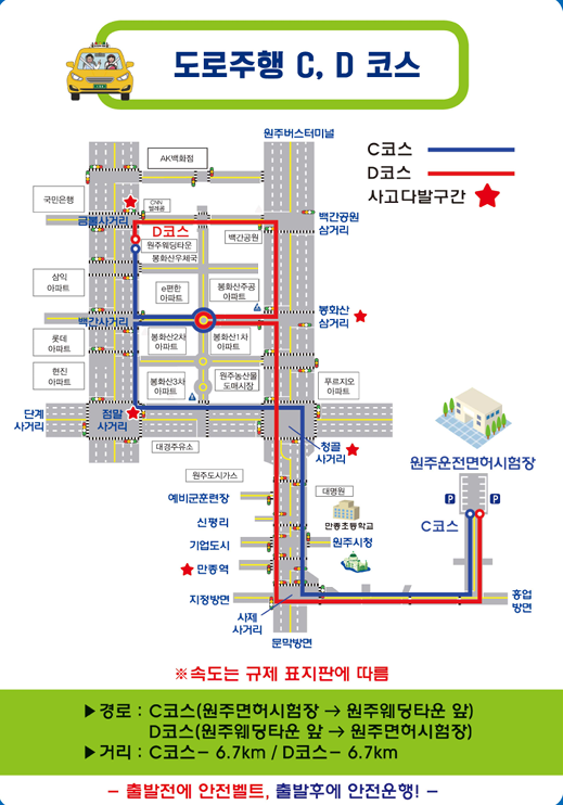 원주운전면허시험장 도로주행 시험 C코스 분석하기 - 2. 코스 약도