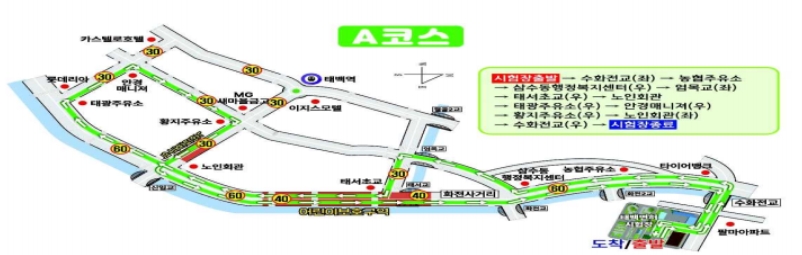태백운전면허시험장 도로주행 시험 A코스 분석하기 - 2. 코스 약도