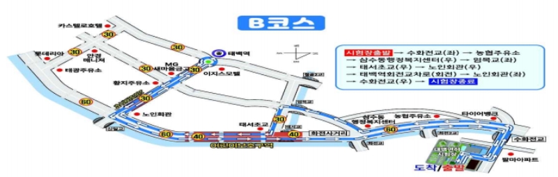 태백운전면허시험장 도로주행 시험 B코스 분석하기 - 2. 코스 약도