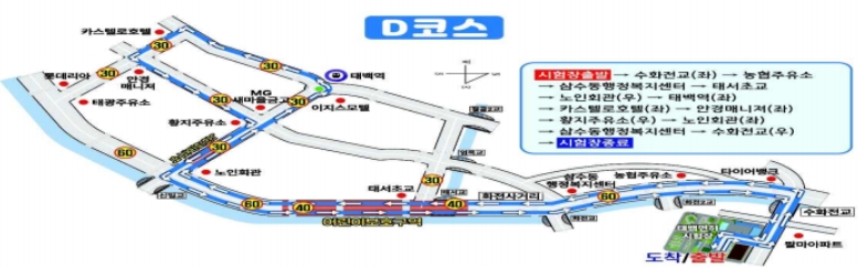 태백운전면허시험장 도로주행 시험 D코스 분석하기 - 2. 코스 약도