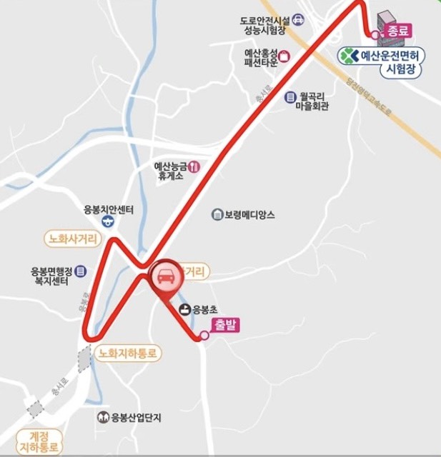 예산운전면허시험장 도로주행 시험 B코스 분석하기 - 2. 코스 약도